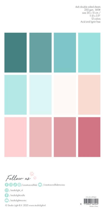 Creative Craft Lab - Studio Light - Cardstock "Winter Pastels" Paper Pack 30x15cm - 24 Bogen