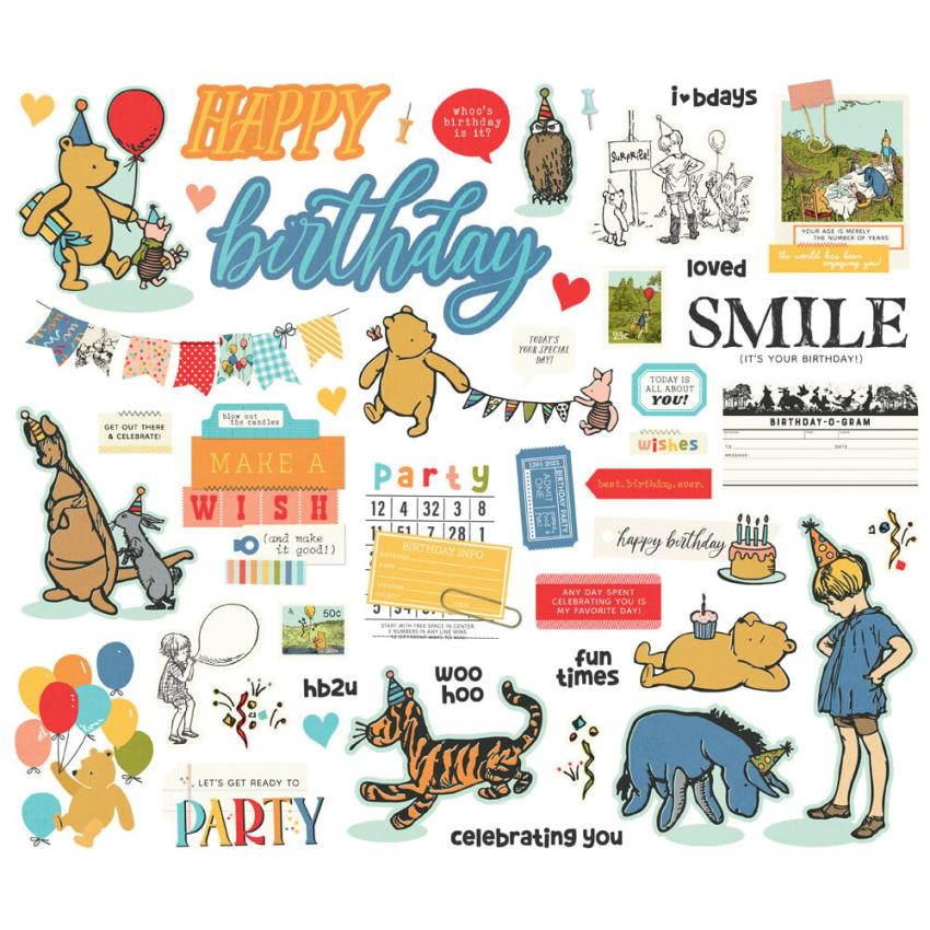 Simple Stories - Stanzteile "Say Cheese Classic Pooh Birthday" Bits & Pieces 