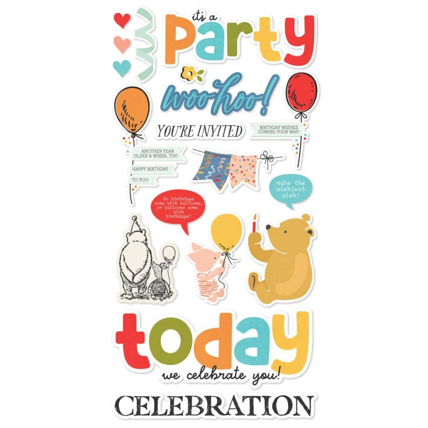 Simple Stories - Aufkleber "Say Cheese Classic Pooh Birthday" Foam Sticker