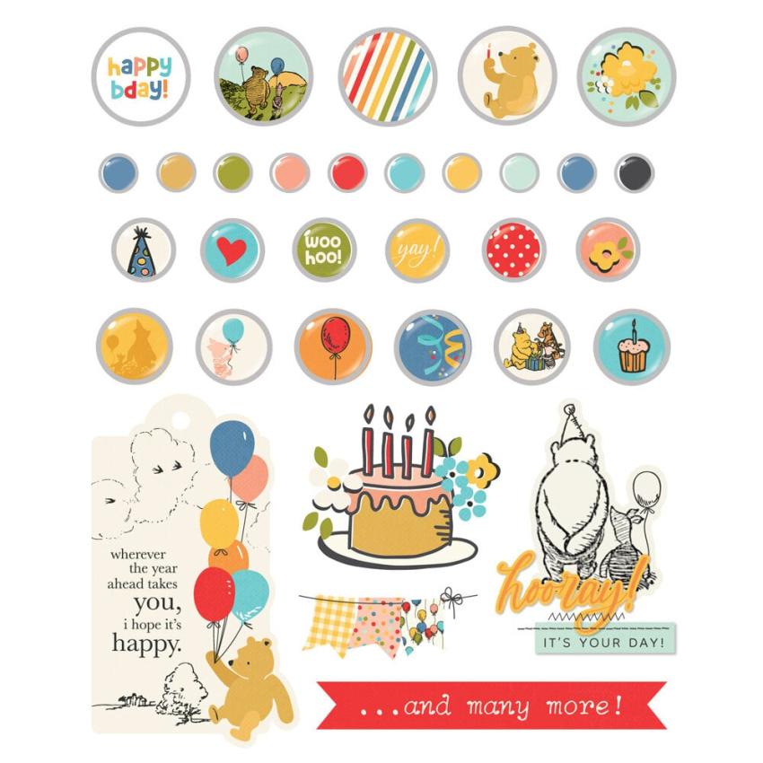 Simple Stories - Decorative Brads "Say Cheese Classic Pooh Birthday" 