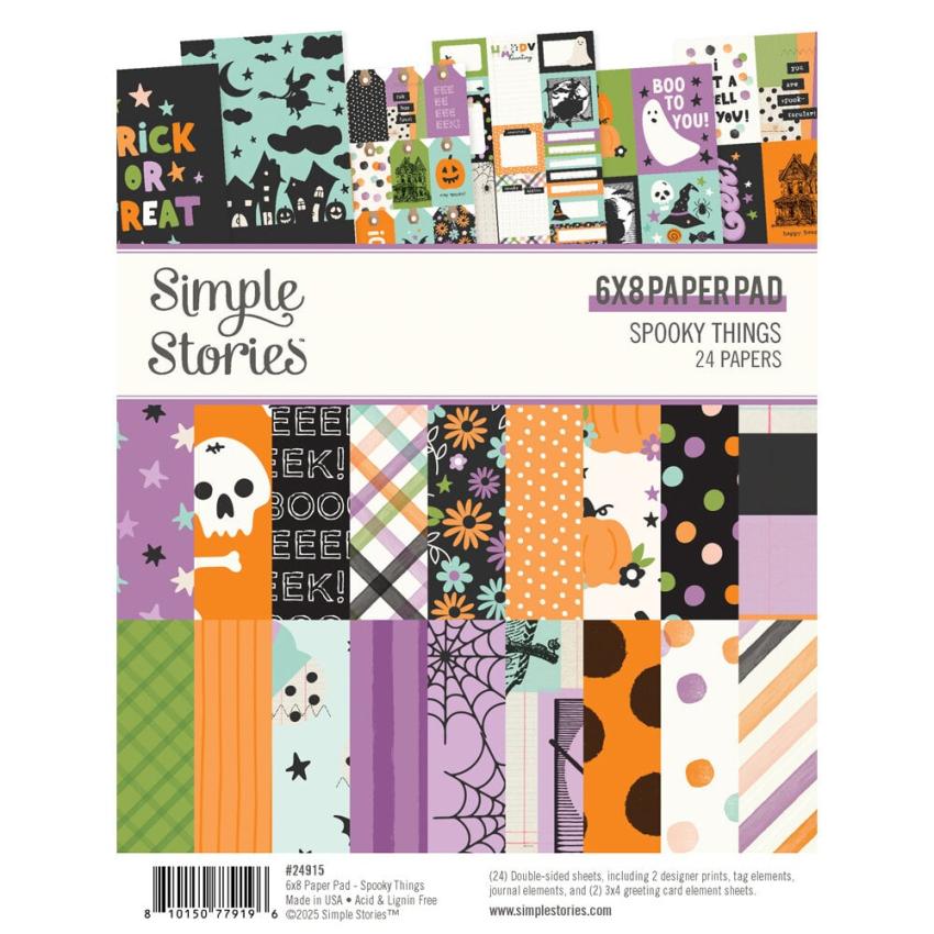 Simple Stories - Designpapier "Spooky Things" Paper Pack 6x8 Inch - 24 Bogen