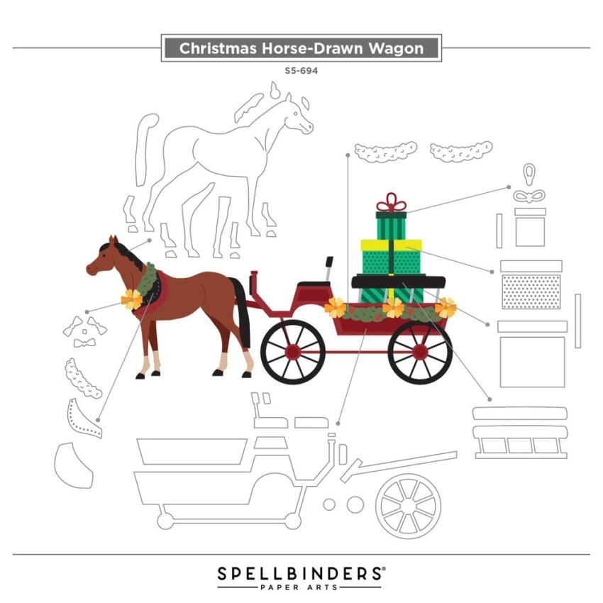 Spellbinders - Stanzschablone "Christmas Horse-Drawn Wagon" Dies