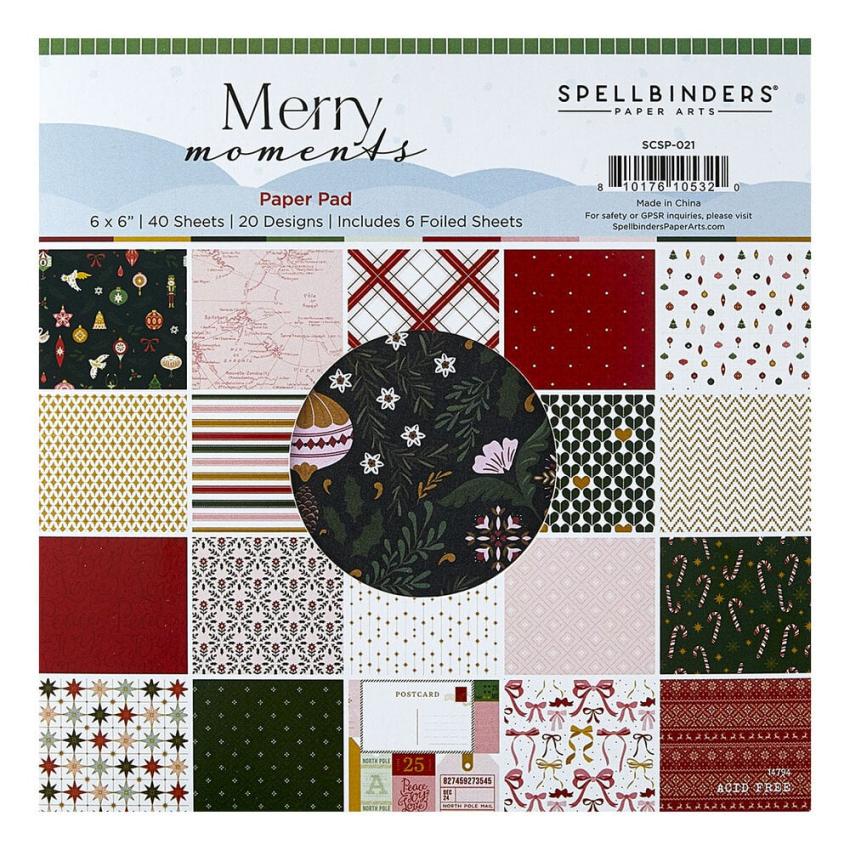 Spellbinders - Designpapier "Merry Moments" Paper Pack 6x6 Inch - 40 Bogen