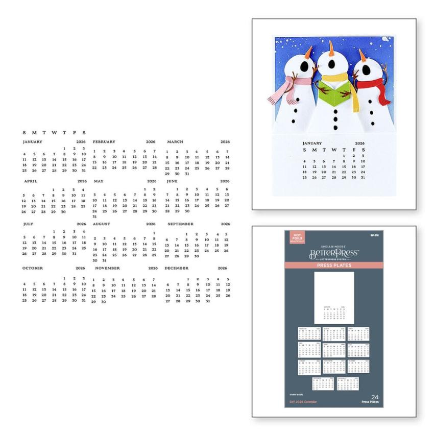 Spellbinders - Buchdrucktechnik "DIY 2026 Calendar" BetterPress Plate