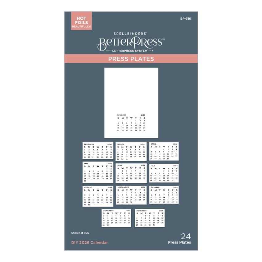 Spellbinders - Buchdrucktechnik "DIY 2026 Calendar" BetterPress Plate