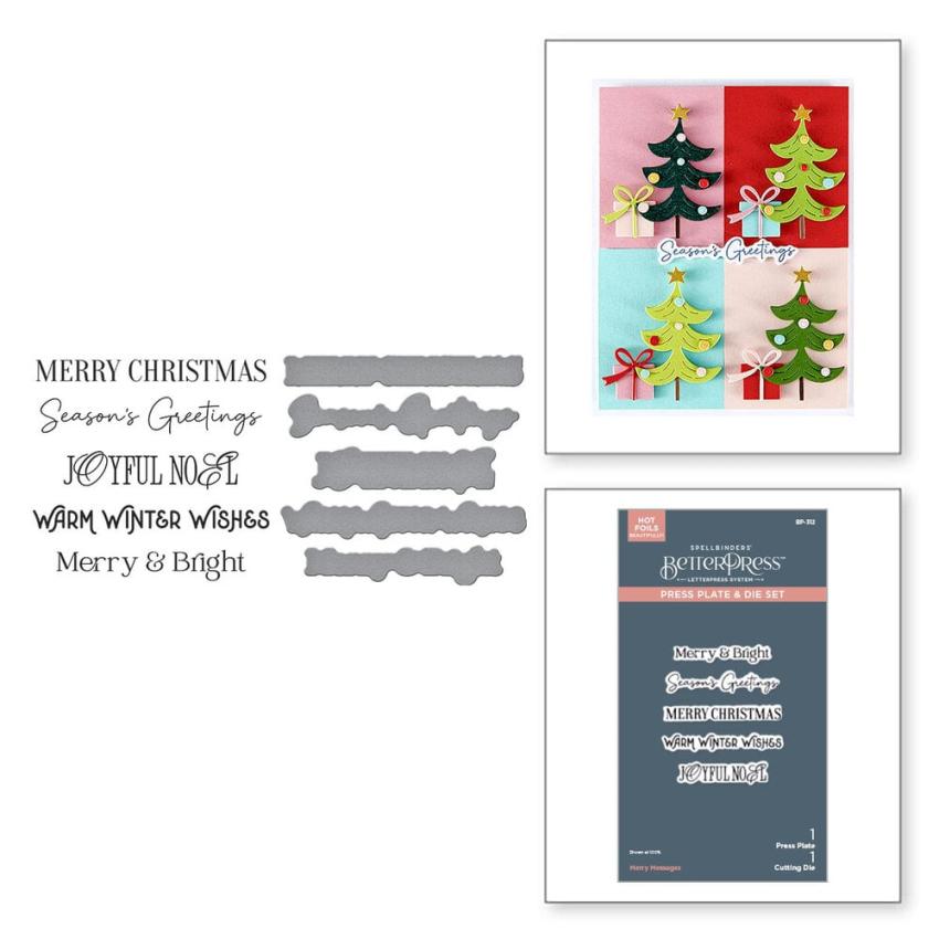 Spellbinders - Buchdrucktechnik "Merry Messages" BetterPress Plate & Dies