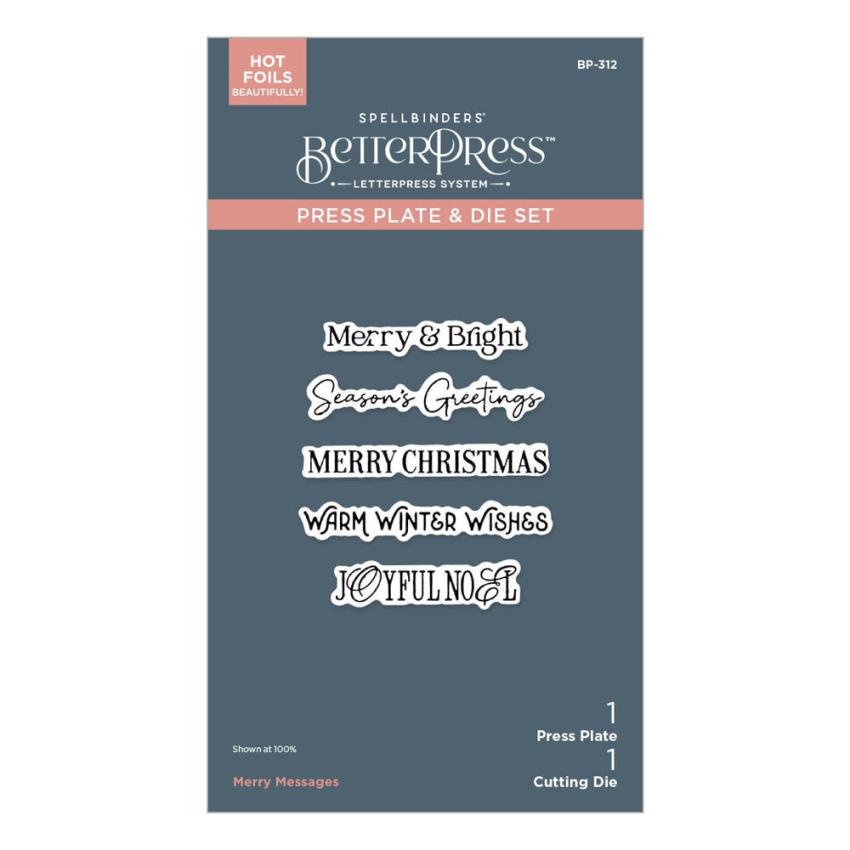 Spellbinders - Buchdrucktechnik "Merry Messages" BetterPress Plate & Dies