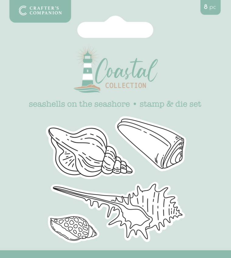 Crafters Companion - Stempelset & Stanzschablone "Seashells on the Seashore" Stamp & Dies