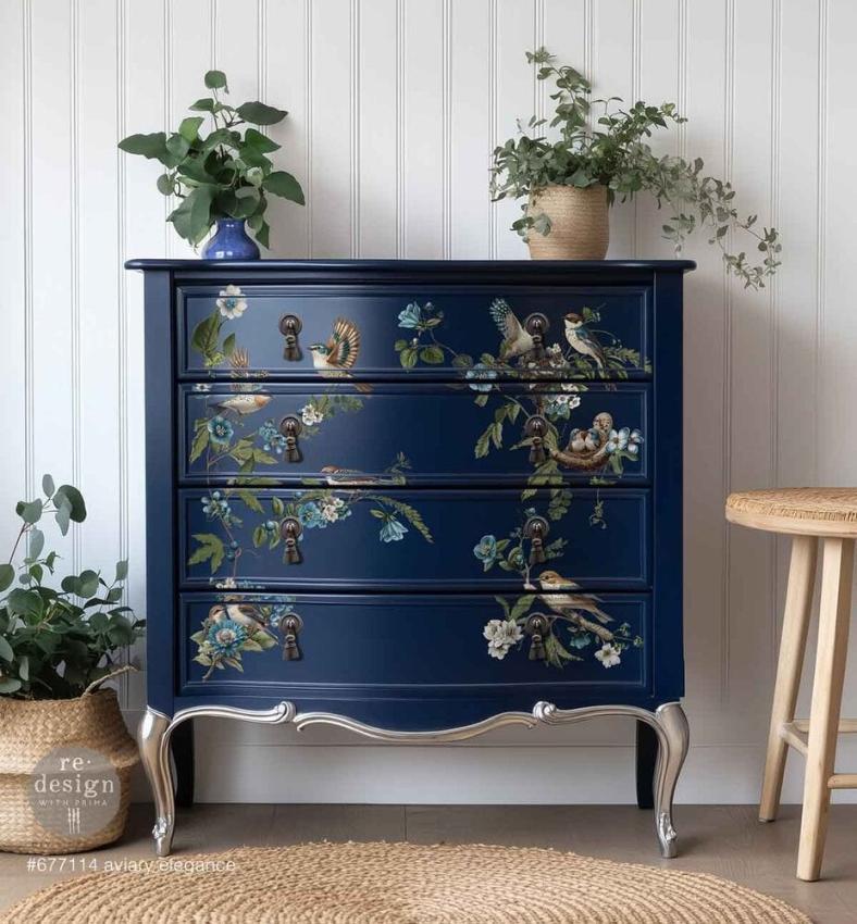 Re-Design with Prima - Transfer Aufkleber 24x35 Inch "Aviary Elegance" Decor Transfer 4 Bogen 