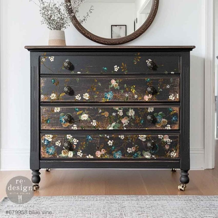Re-Design with Prima - Transfer Aufkleber 24x35 Inch "Blue Vine" Decor Transfer 4 Bogen 