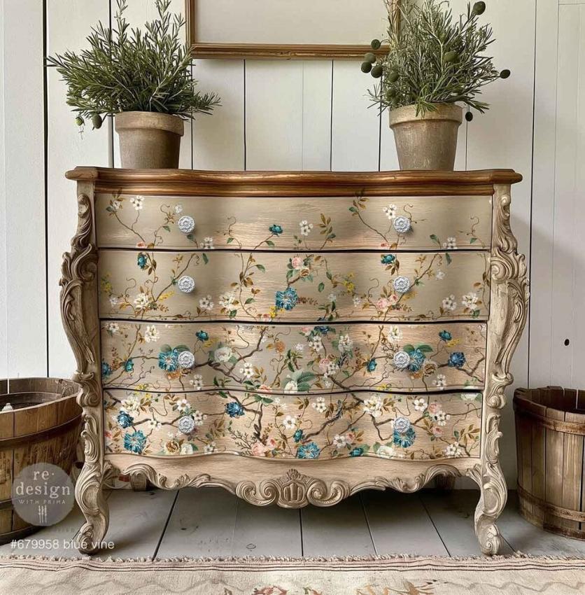 Re-Design with Prima - Transfer Aufkleber 24x35 Inch "Blue Vine" Decor Transfer 4 Bogen 