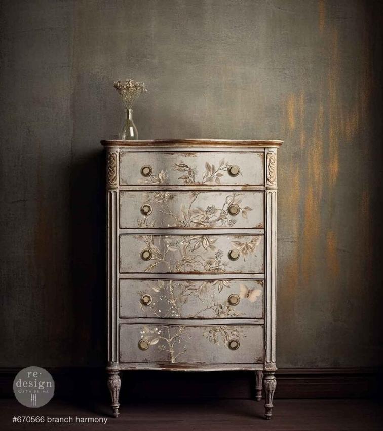 Re-Design with Prima - Transfer Aufkleber 24x35 Inch "Branch Harmony" Decor Transfer 4 Bogen 