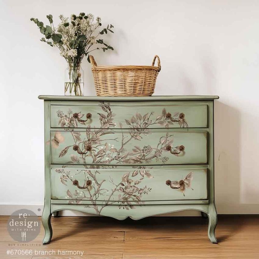 Re-Design with Prima - Transfer Aufkleber 24x35 Inch "Branch Harmony" Decor Transfer 4 Bogen 