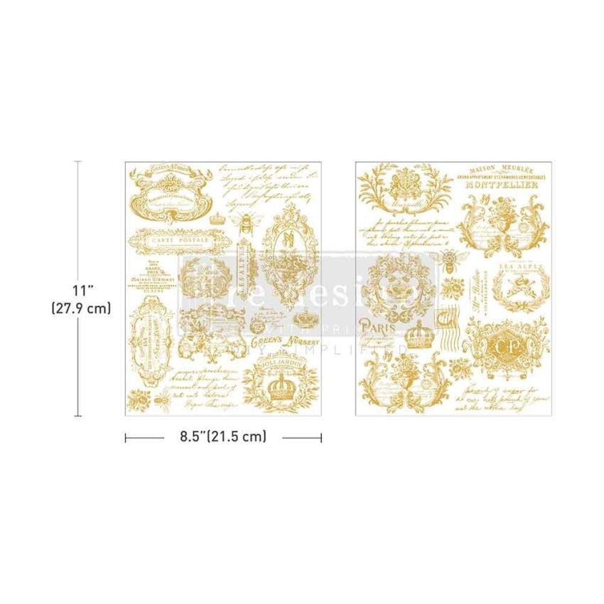 Re-Design with Prima - Transfer Aufkleber 8,5x11 Inch "Gilded Memories" Decor Transfer 2 Bogen 