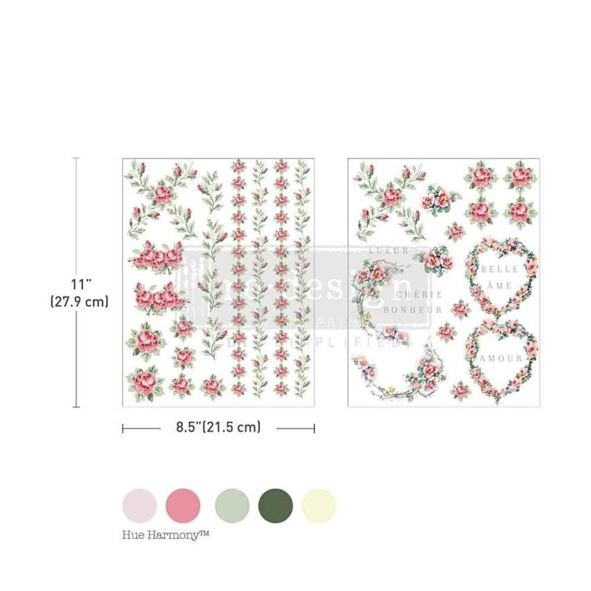 Re-Design with Prima - Transfer Aufkleber 8,5x11 Inch "Nostalgic Blooms" Decor Transfer 2 Bogen 