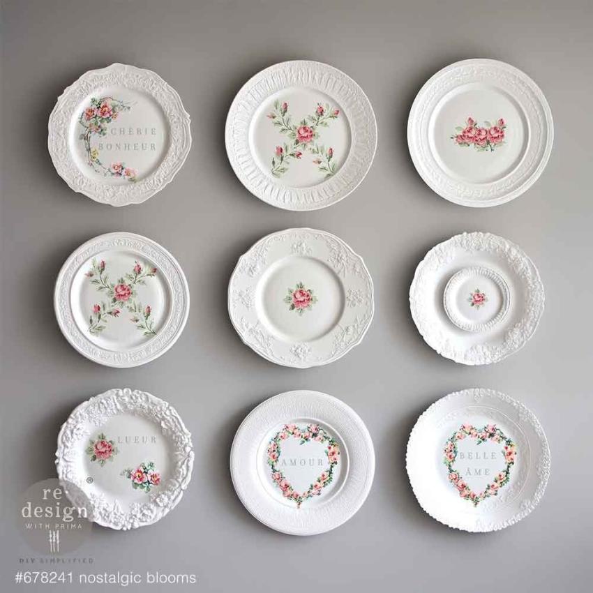 Re-Design with Prima - Transfer Aufkleber 8,5x11 Inch "Nostalgic Blooms" Decor Transfer 2 Bogen 