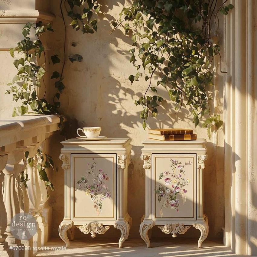 Re-Design with Prima - Transfer Aufkleber 8,5x11 Inch "Rosette Royale" Decor Transfer 3 Bogen 