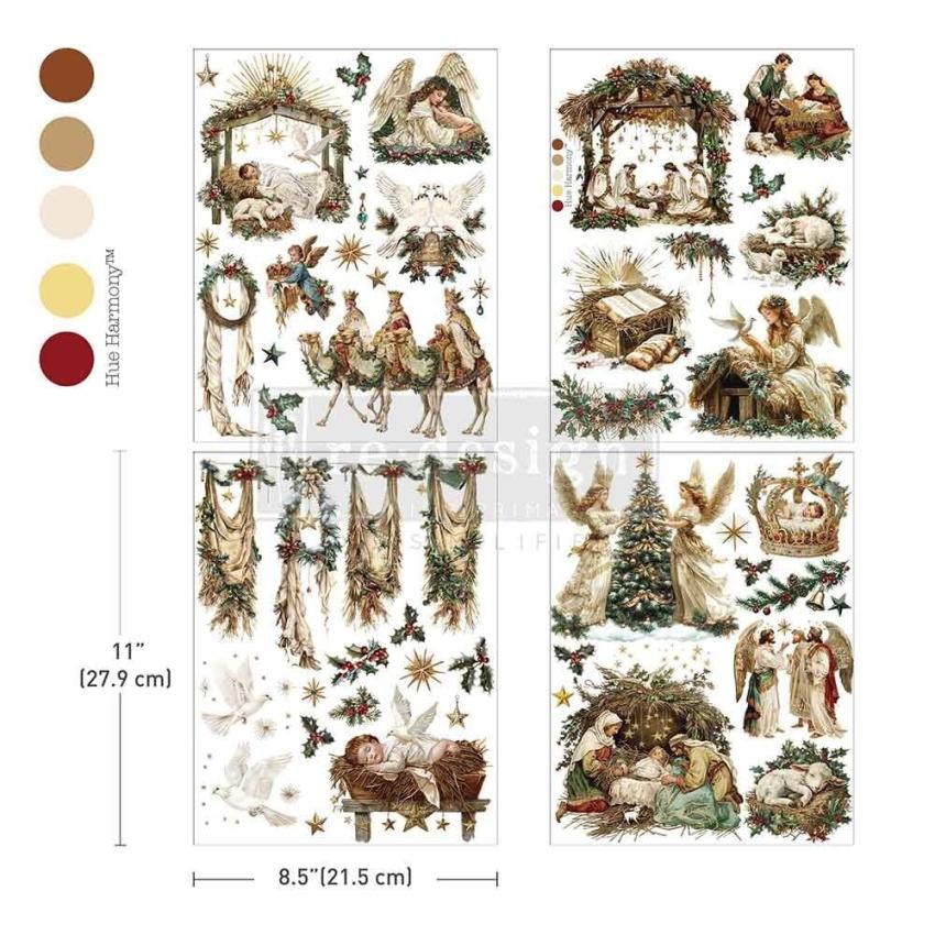 Re-Design with Prima - Transfer Aufkleber 8,5x11 Inch "Sacred Night Collection" Decor Transfer 4 Bogen 
