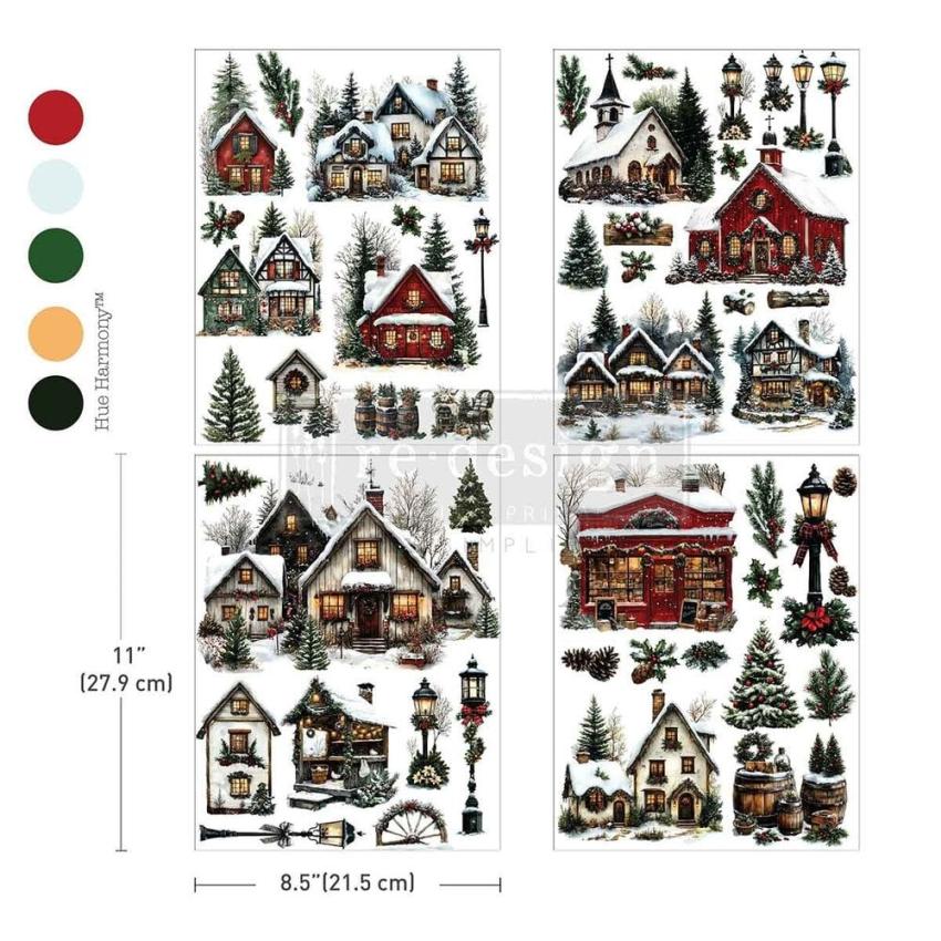 Re-Design with Prima - Transfer Aufkleber 8,5x11 Inch "Village Of Wonder" Decor Transfer 4 Bogen 
