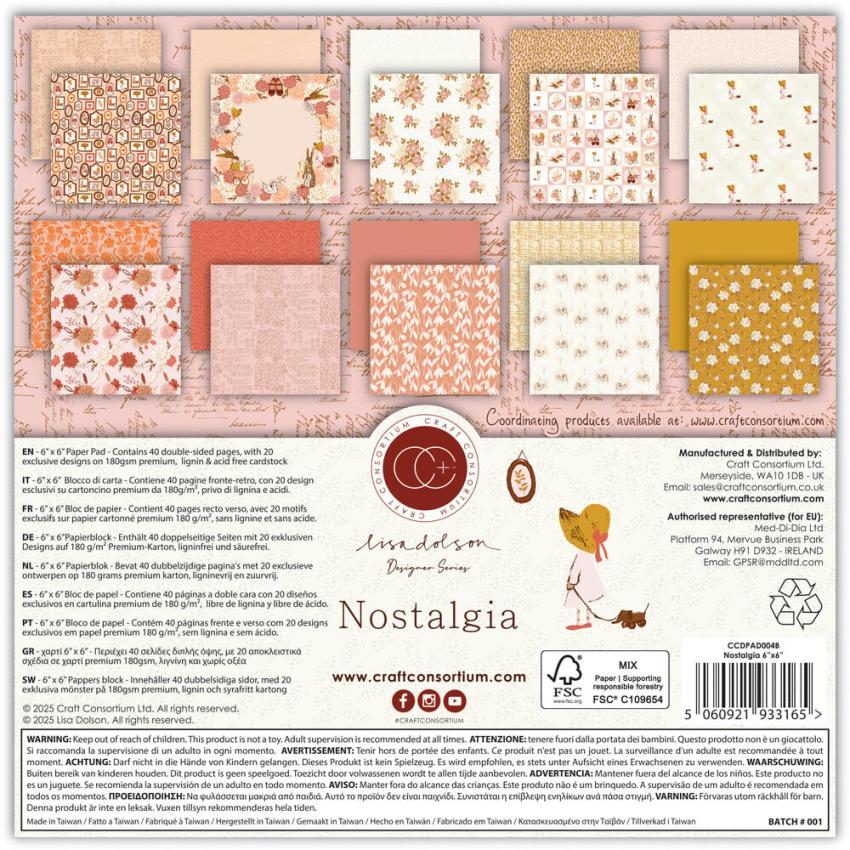 Craft Consortium - Designpapier "Nostalgia" Paper Pad 6x6 Inch - 40 Bogen