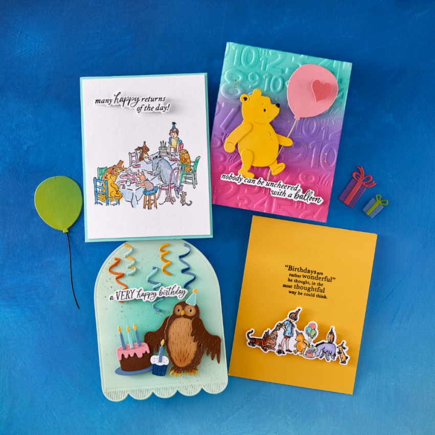Spellbinders - Buchdrucktechnik "Say Cheese Classic Pooh Birthday Bundle" BetterPress Plate & Dies