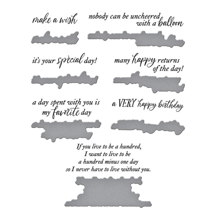 Spellbinders - Buchdrucktechnik "Say Cheese Classic Pooh Birthday Bundle" BetterPress Plate & Dies