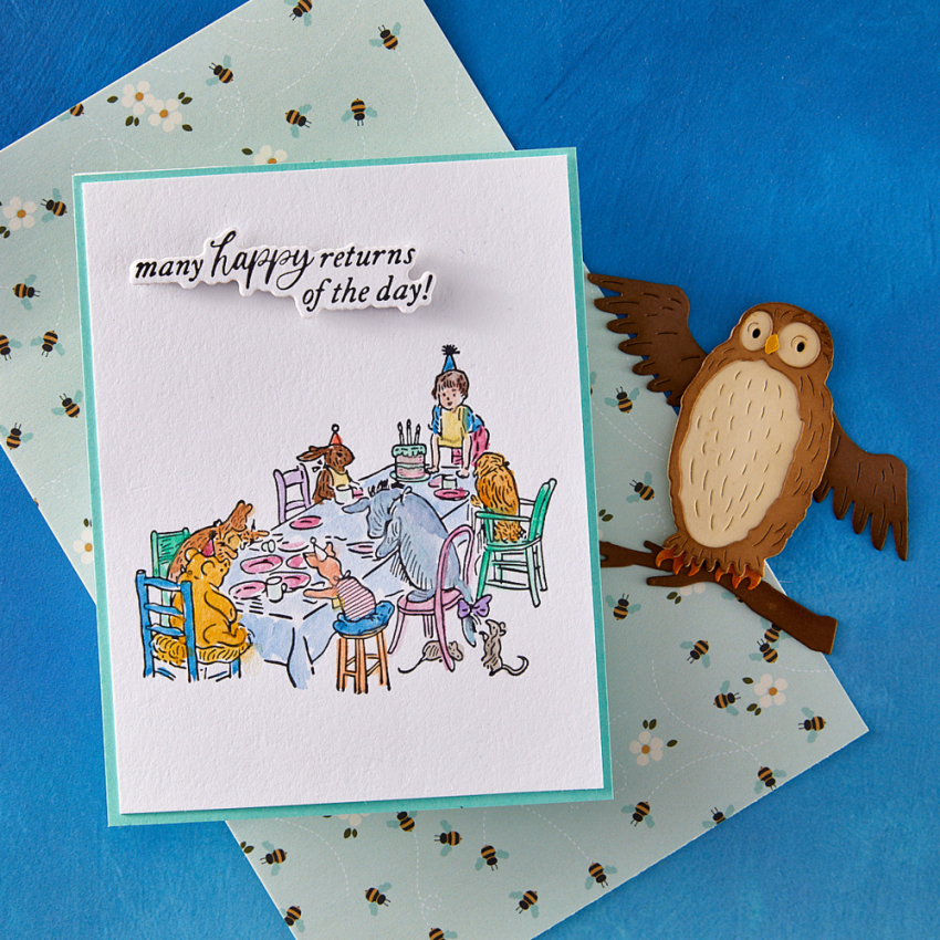 Spellbinders - Buchdrucktechnik "Say Cheese Classic Pooh Birthday Sentiments" BetterPress Plate & Dies