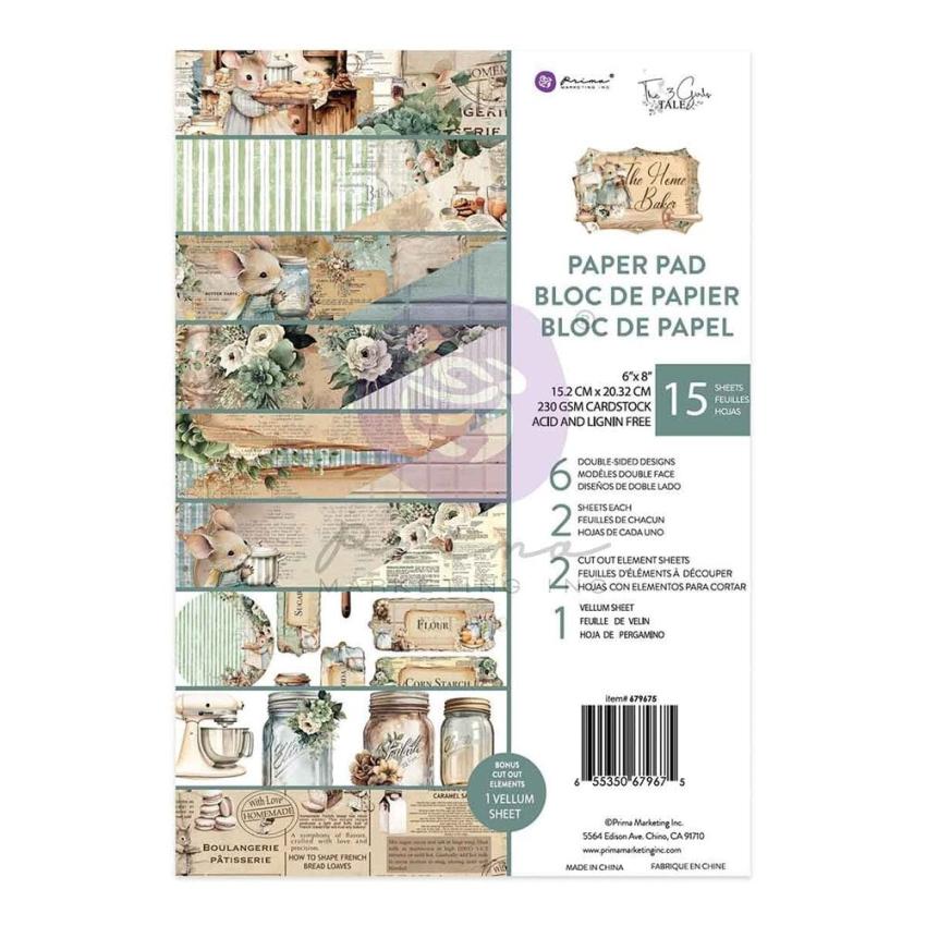 Prima Marketing - Designpapier "The Home Baker" Paper Pack 6x8 Inch - 15 Bogen