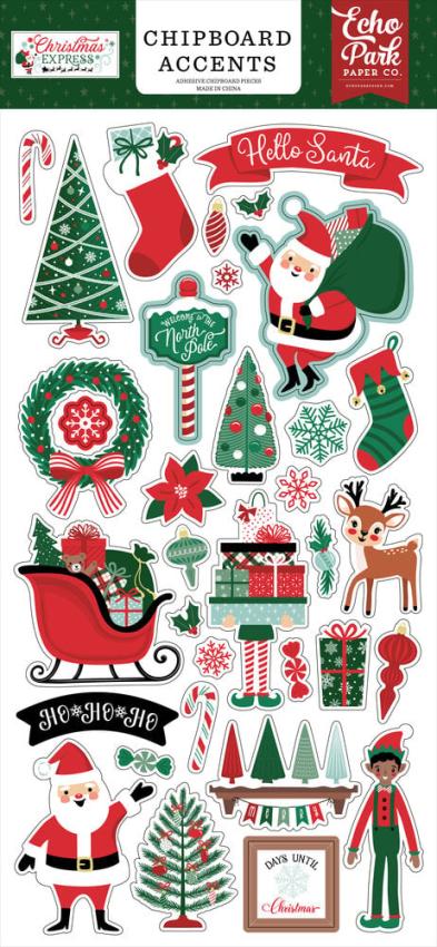 Echo Park - Sticker "Christmas Express" Chipboard 6x13 Inch