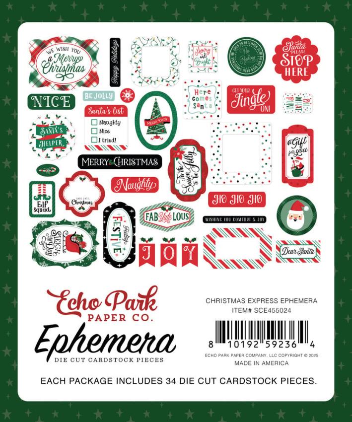 Echo Park - Stanzteile "Christmas Express" Ephemera