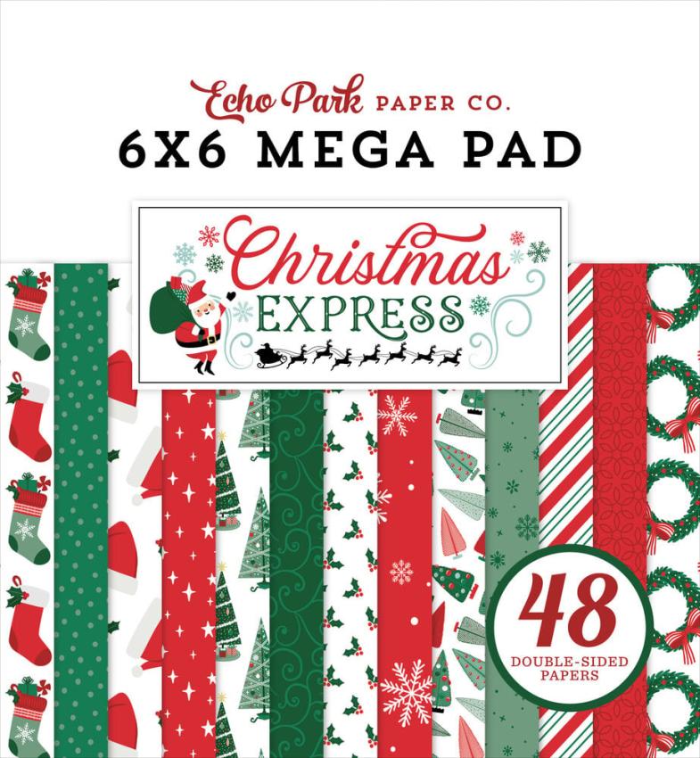 Echo Park - Designpapier "Christmas Express" Cardmakers Mega Pad 6x6 Inch - 48 Bogen