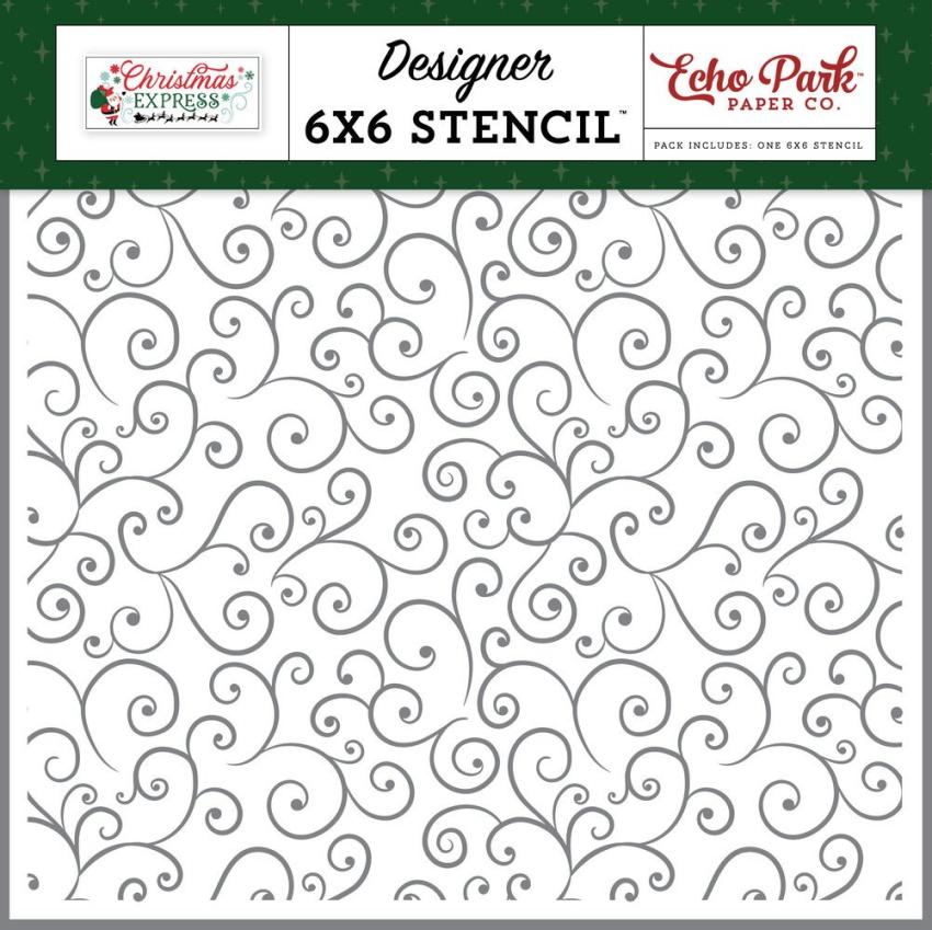Echo Park - Schablone "Santa Claus Swirls" Stencil 6x6 Inch