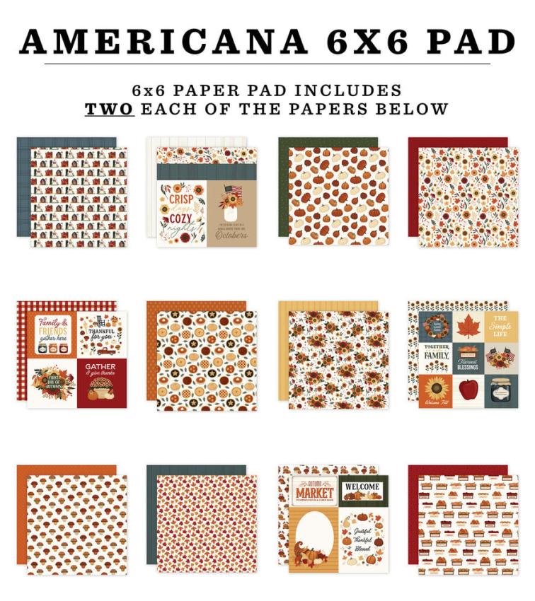 Carta Bella - Designpapier "Americana" Paper Pad 6x6 Inch - 24 Bogen