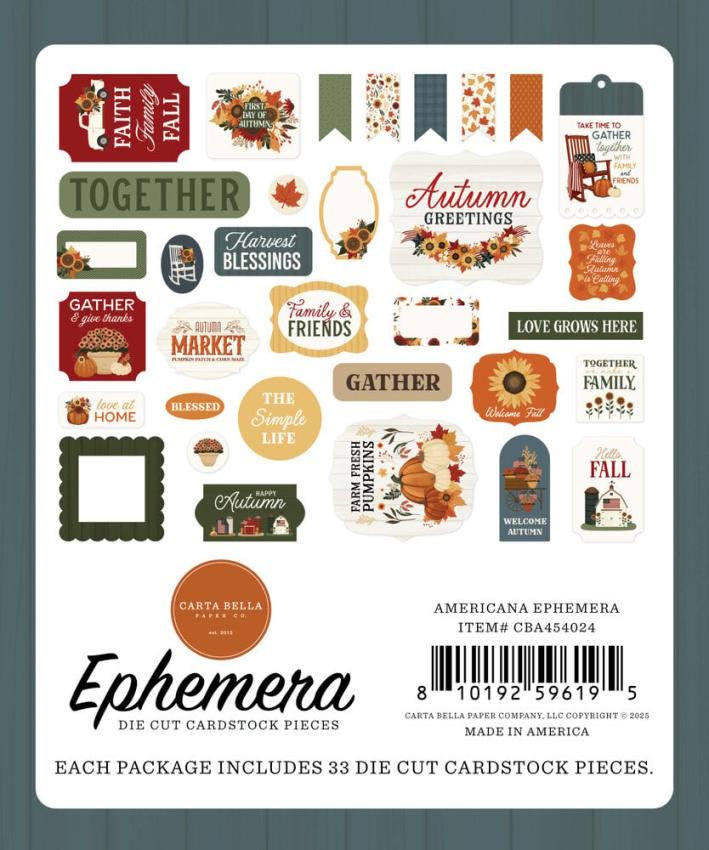 Carta Bella - Stanzteile "Americana" Ephemera