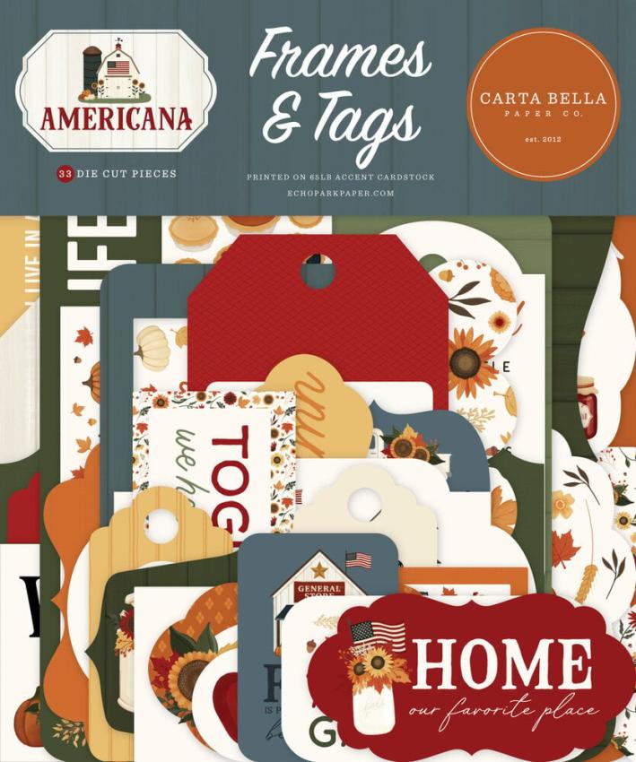 Carta Bella - Stanzteile & Anhänger "Americana" Ephemera Frames & Tags