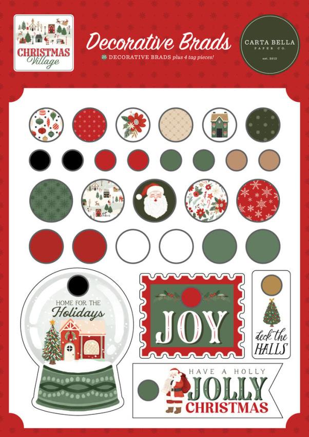 Carta Bella - Adhesive Brads "Christmas Village"