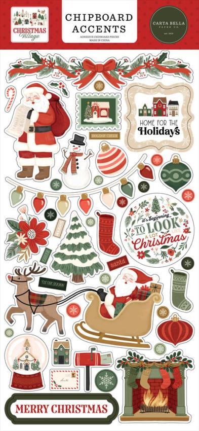 Carta Bella - Chipboard Sticker 6x13 Inch "Christmas Village"