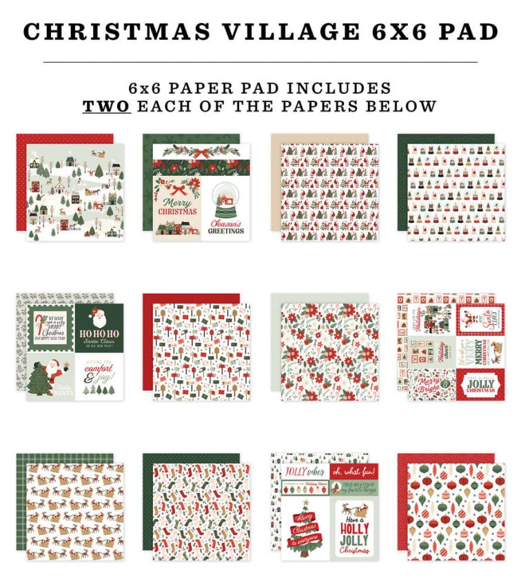 Carta Bella - Designpapier "Christmas Village" Paper Pad 6x6 Inch - 24 Bogen