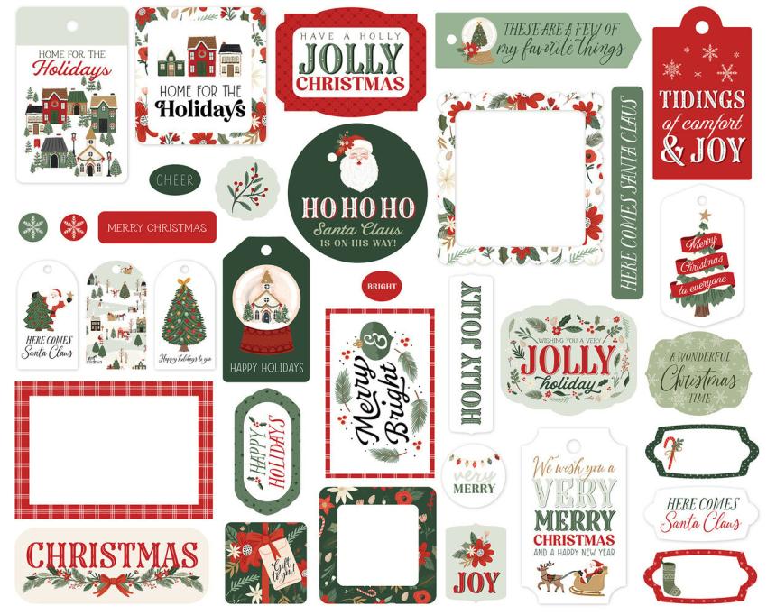Carta Bella - Stanzteile & Anhänger "Christmas Village" Ephemera Frames & Tags