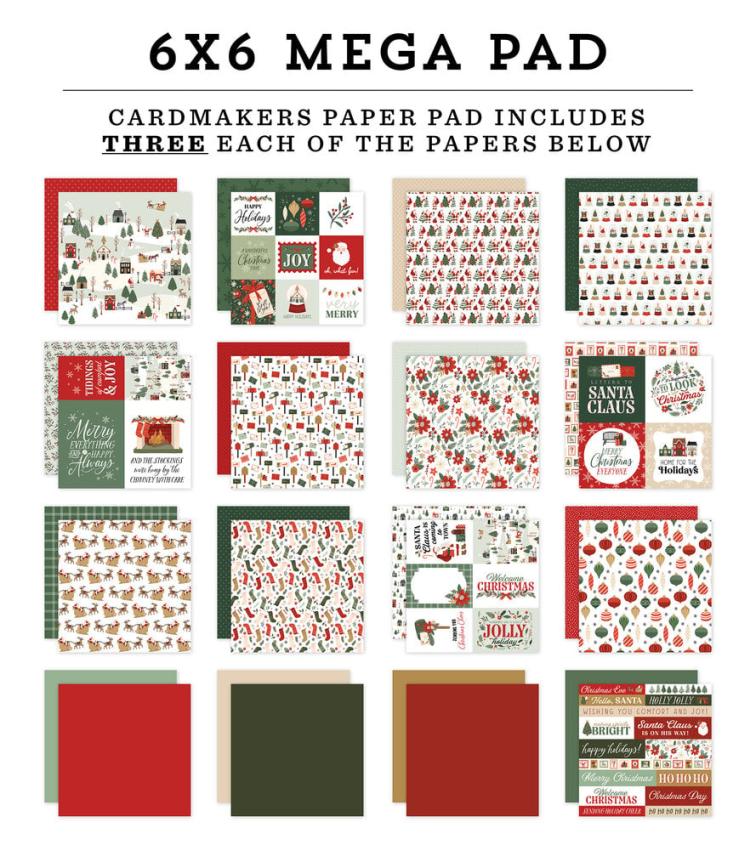 Carta Bella - Designpapier "Christmas Village" Cardmakers Mega Pad 6x6 Inch - 48 Bogen