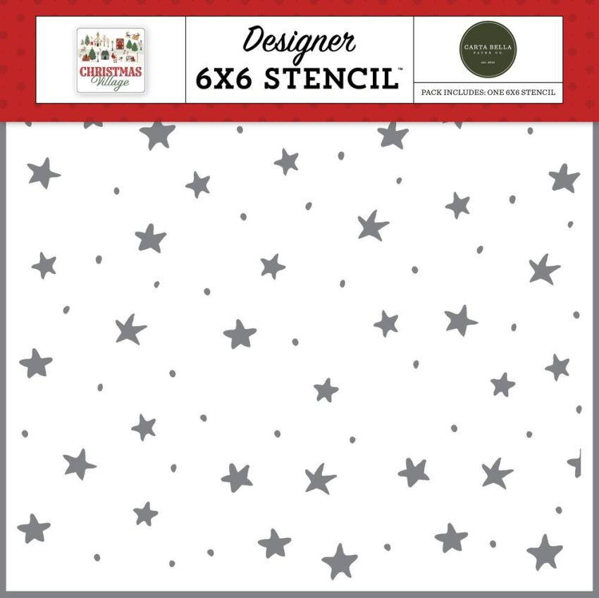 Carta Bella - Schablone 6x6 Inch "Merry And Bright Stars" Stencil