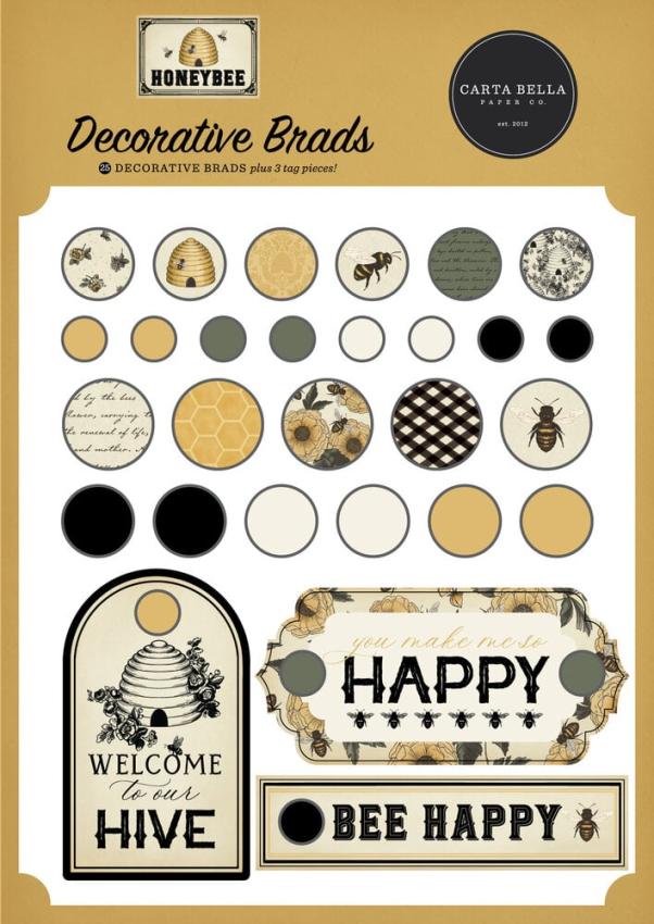 Carta Bella - Adhesive Brads "Honey Bee"