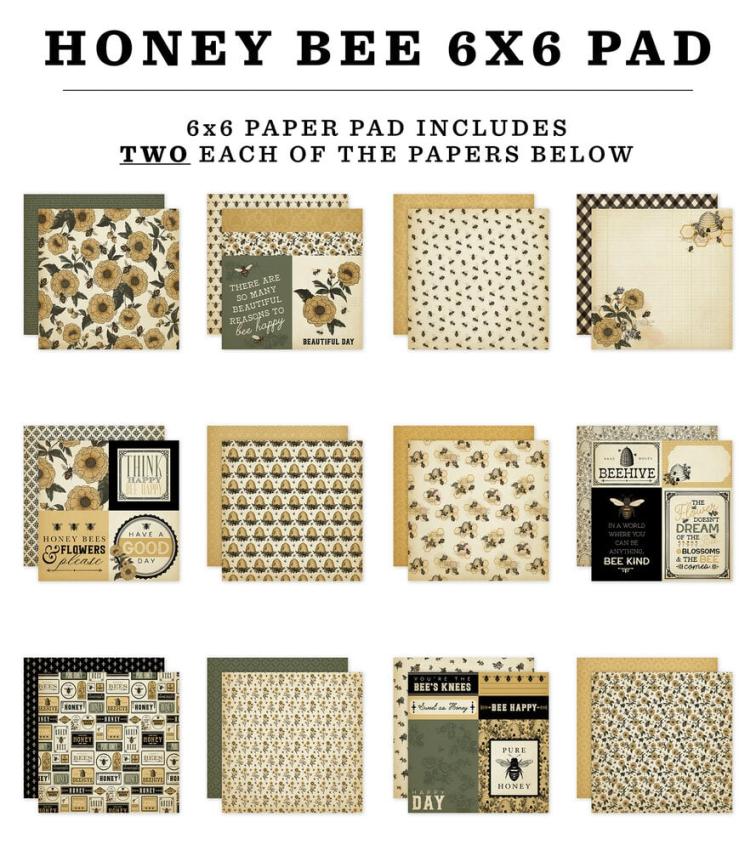 Carta Bella - Designpapier "Honey Bee" Paper Pad 6x6 Inch - 24 Bogen