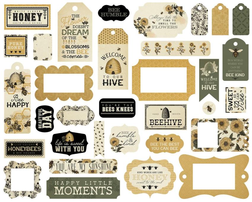 Carta Bella - Stanzteile & Anhänger "Honey Bee" Ephemera Frames & Tags