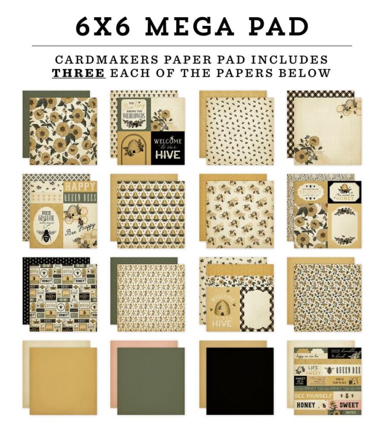 Carta Bella - Designpapier "Honey Bee" Cardmakers Mega Pad 6x6 Inch - 48 Bogen