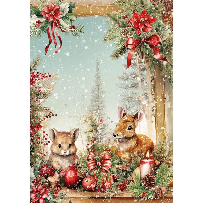 Ciao Bella - Decopatch Papier "Hot Cocoa & Holly" Rice Paper A5 - 8 Bogen