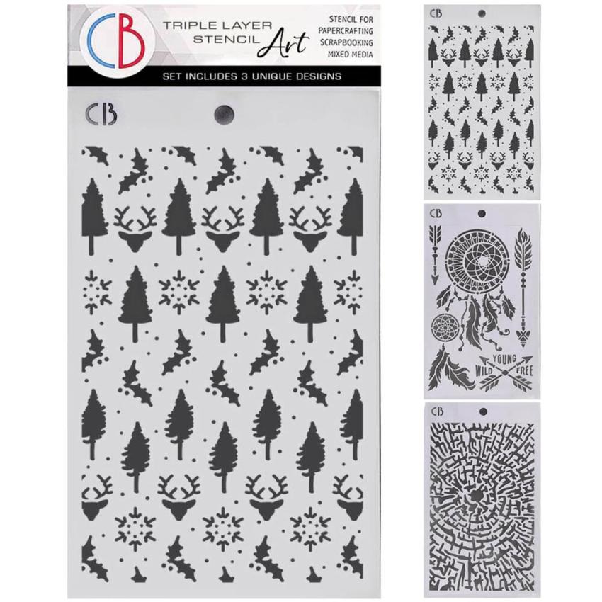 Ciao Bella - Schablone 5x8 Inch "Forest Tales" Triple Layer Stencil Art Set