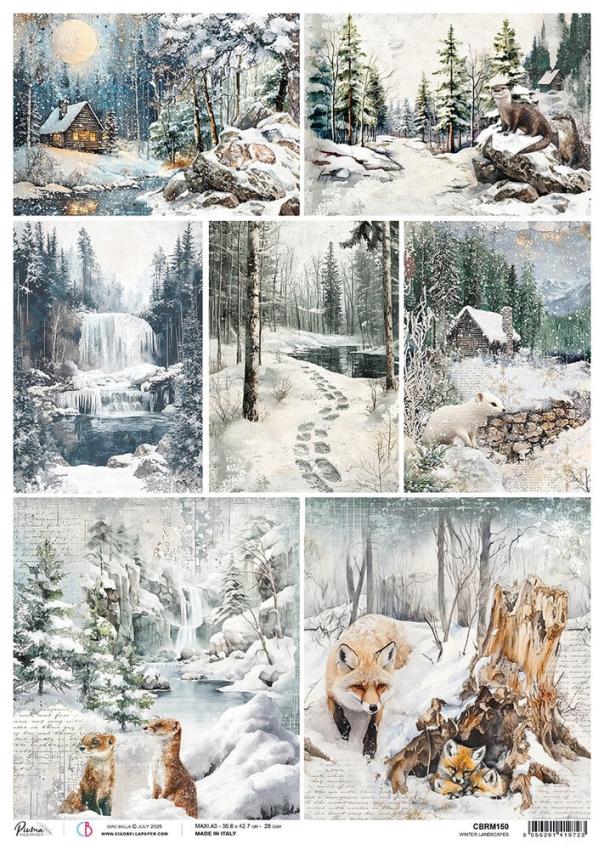 Ciao Bella - Decopatch Papier "Winter Landscapes" Rice Paper A3 - 3 Bogen
