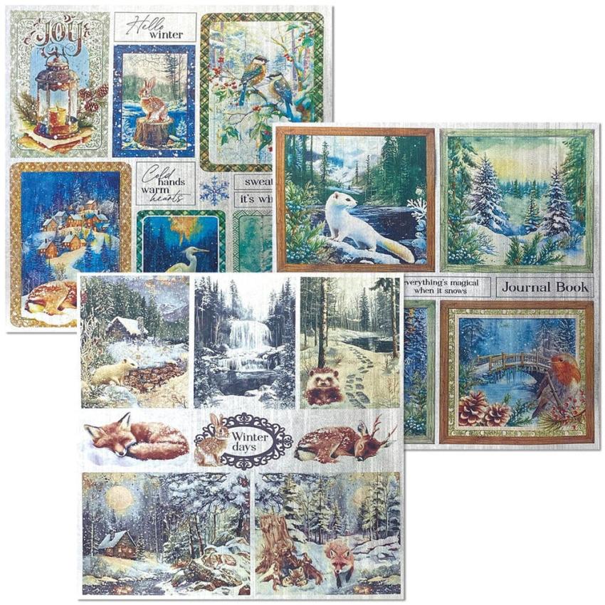 Ciao Bella - Designpapier "Forest Tales" Deluxe Silver & Vellum Dual Paper Pack 6x6 Inch - 6 Bogen