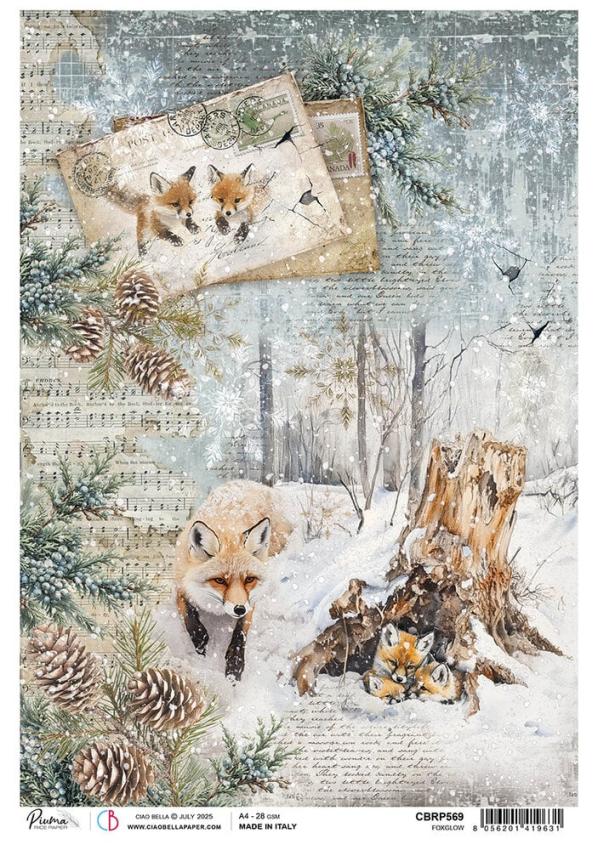 Ciao Bella - Decopatch Papier "Foxglow" Rice Paper A4 - 5 Bogen